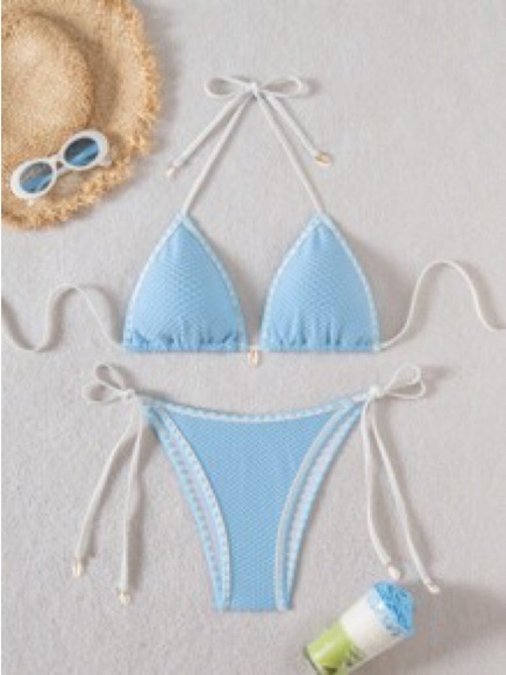 Women’s Light Blue Tie-Side Bikini Set - Lightweight Swim